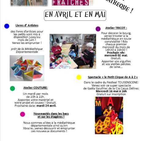 Les nouvelles fraiches de la Médiathèque ...