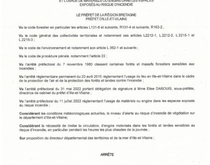 Arrêté réglementant la circulation dans la zone forestière