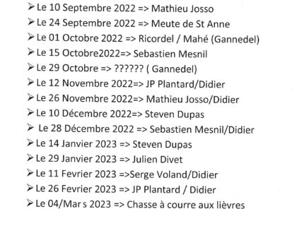 Le programme des battues de l'ACCA