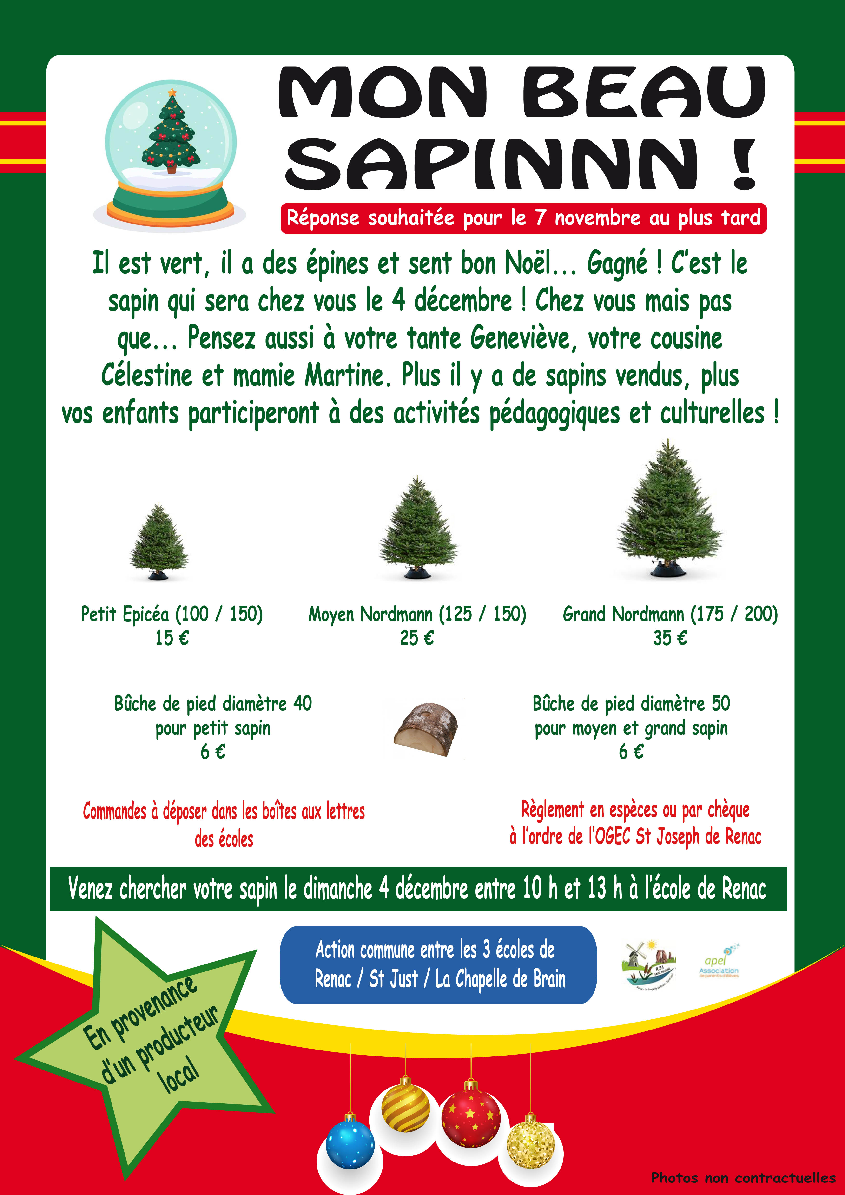 Vente de sapins de l'OGEC