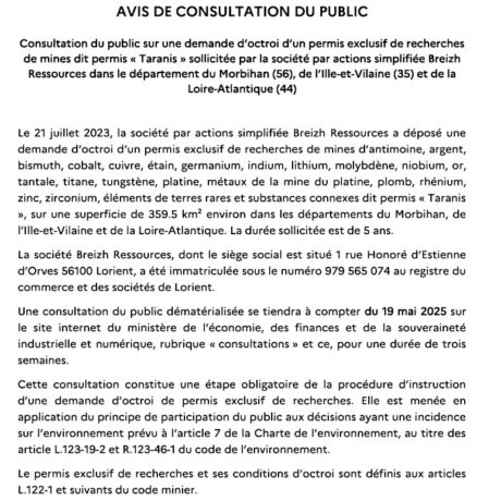 Avis de consultation du public