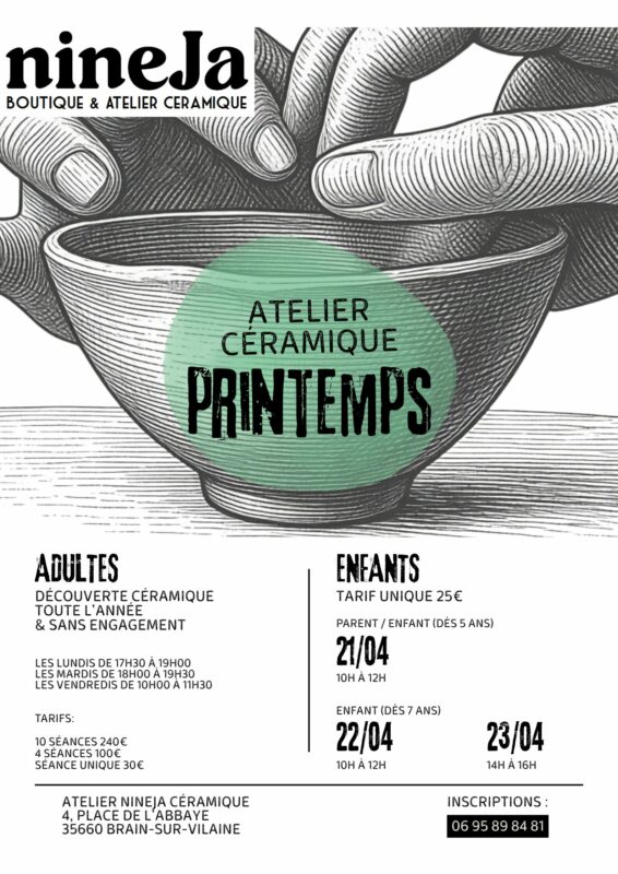 NineJa vous propose l'atelier céramique de printemps