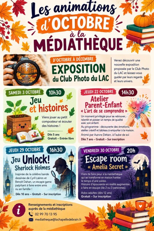 🍁 Les Animations d'OCTOBRE à la Médiathèque 🎃