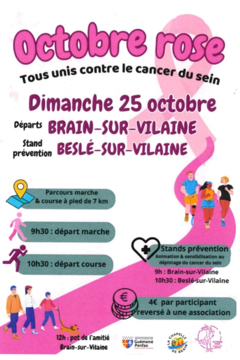 🎗️ Octobre Rose - Marche de Brain à Beslé le Dimanche 25 Octobre 🎗️