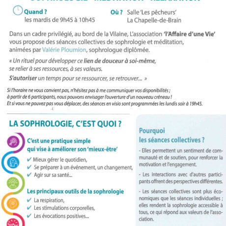 Nouvelle activité sur la commune : Sophrologie - Méditation - Relaxation